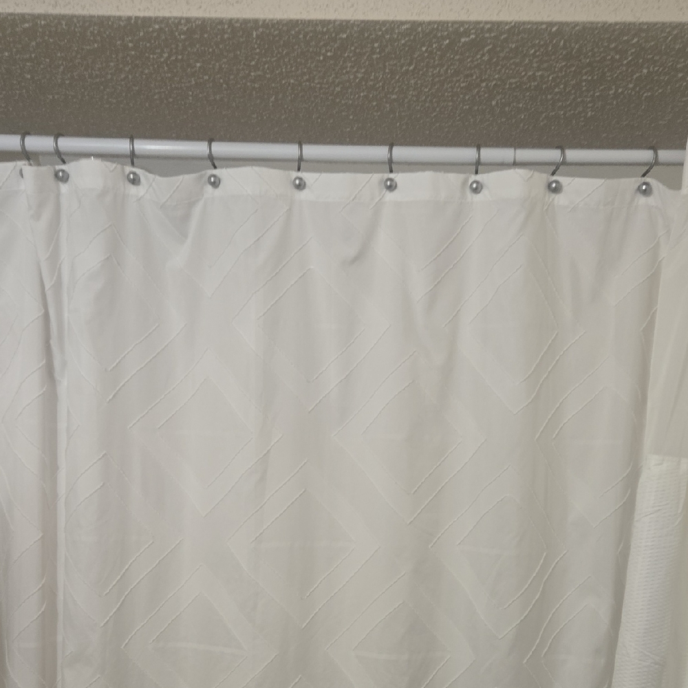 White Geometric Shower Curtain